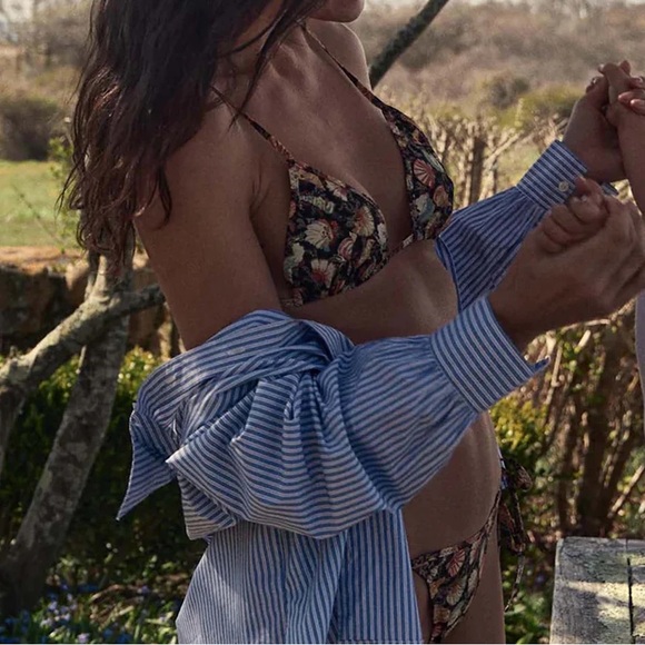 NWT Doen Positano bikini bottom in noir tresors de la mer XL - Picture 2 of 7